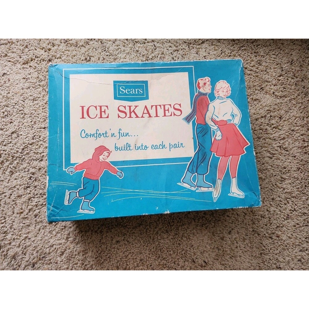 C. 1970's Sears Roebuck Ice Skates Men's Size 10 Great Shape in box